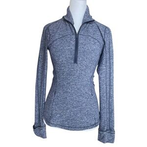 Lululemon Run Briskly Half Zip Women's Size 4 Heather Blue Pullover Gym Yoga
